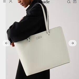 Kate Spade Bridget Crinkle Patent Large Ivory White Tote Bag KM674 NWT $399